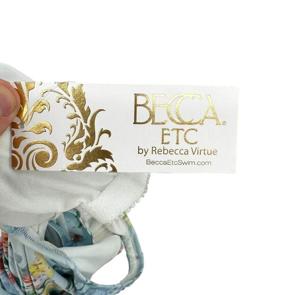 BECCA by Rebecca Virtue Femme Flora One‎ Piece Swimsuit Blue Plus Size 0X - Picture 8 of 11